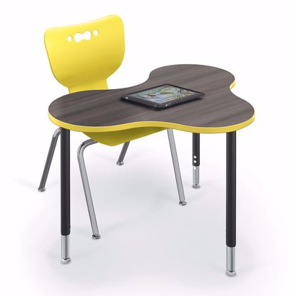 Picture of STUDENT DESK - Large Cloud - Amber Cherry Top Surface and Black Edgeband - Black Horseshoe Legs - No Bookbox Addt'l sizes & colors avail