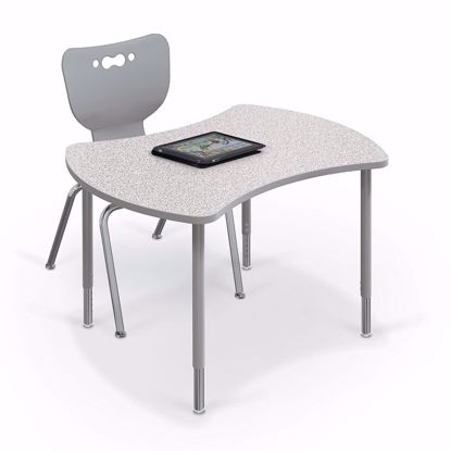 Picture of STUDENT DESK - Large Quad - Amber Cherry Top Surface and Black Edgeband - Black Horseshoe Legs - No Bookbox Addt'l sizes and colors avail.