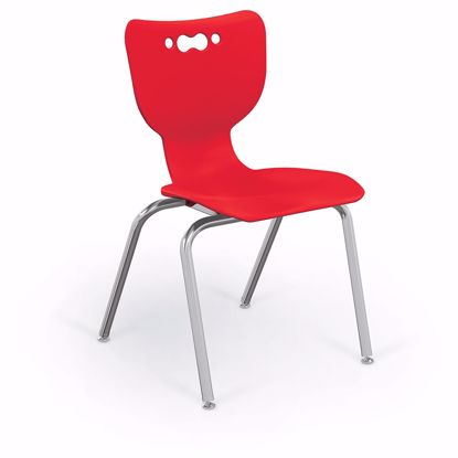 Picture of Hierarchy School Chair, 5 Pack, 4-Leg, 16" Height, Chrome Frame, Red Shell
