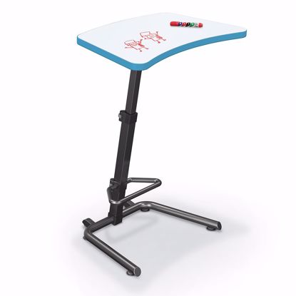 Picture of Up-Rite Harmony Sit to Stand Configurable Student Desk - 7919 Amber Cherry Front Surface and Laminate Backer Back Surface - Black Edgeband