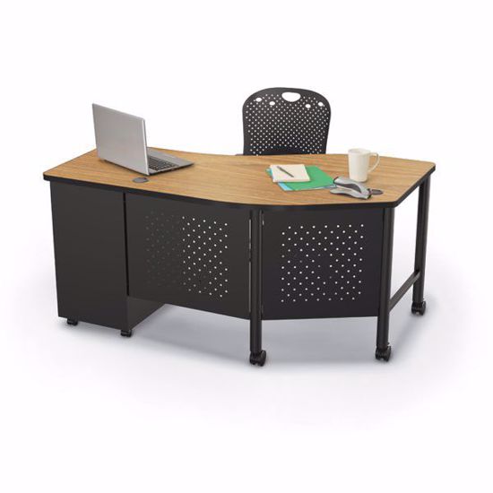 Picture of INSTRUCTOR TEACHER'S DESK II - OAK/BLACK ( 90593 + 90129)  