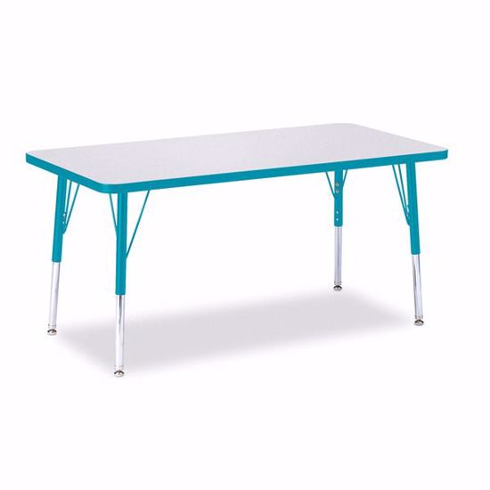 Picture of Berries® Rectangle Activity Table - 24" X 48", E-height - Gray/Teal/Teal