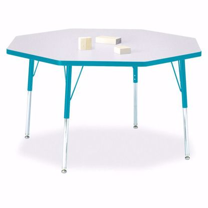 Picture of Berries® Octagon Activity Table - 48" X 48", A-height - Gray/Teal/Teal