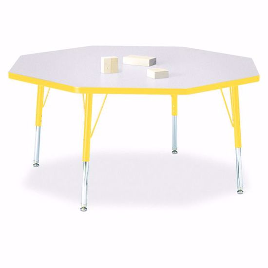 Picture of Berries® Octagon Activity Table - 48" X 48", T-height - Gray/Yellow/Yellow