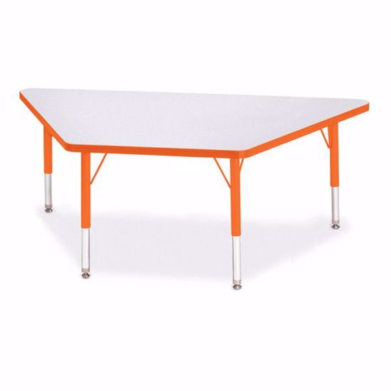 Picture of Berries® Trapezoid Activity Tables - 30" X 60", T-height - Gray/Orange/Orange