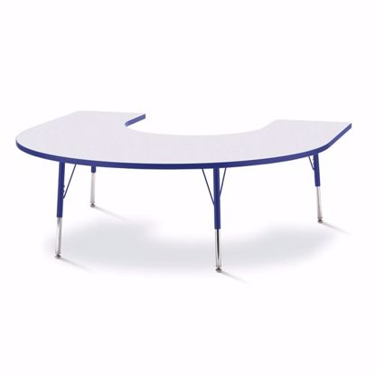 Picture of Berries® Horseshoe Activity Table - 66" X 60", A-height - Gray/Blue/Blue