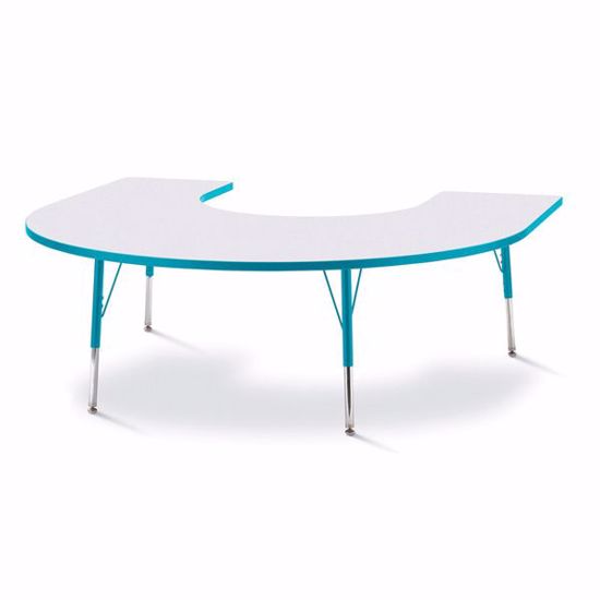 Picture of Berries® Horseshoe Activity Table - 66" X 60", A-height - Gray/Teal/Teal