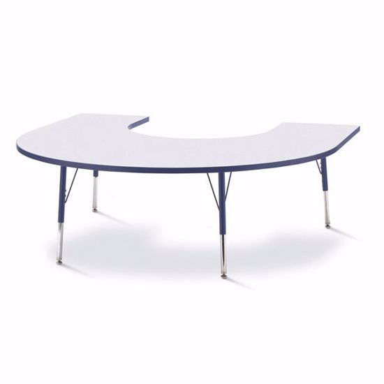 Picture of Berries® Horseshoe Activity Table - 66" X 60", A-height - Gray/Navy/Navy