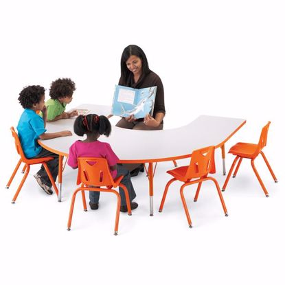 Picture of Berries® Horseshoe Activity Table - 66" X 60", A-height - Gray/Orange/Orange