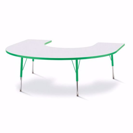 Picture of Berries® Horseshoe Activity Table - 66" X 60", A-height - Gray/Green/Green