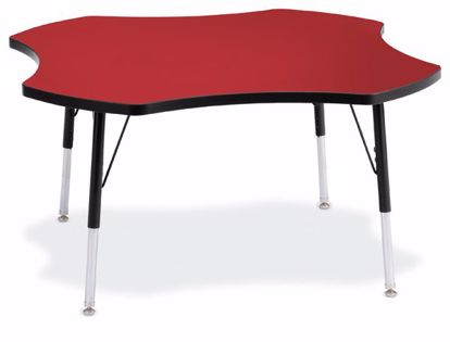 Picture of Berries® Four Leaf Activity Table - 48", A-height - Red/Black/Black