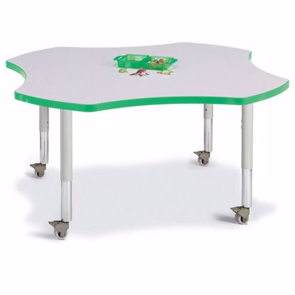 Picture of Berries® Four Leaf Activity Table - 48", Mobile - Gray/Green/Gray