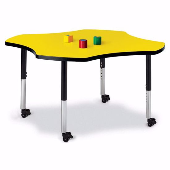 Picture of Berries® Four Leaf Activity Table - 48", Mobile - Yellow/Black/Black