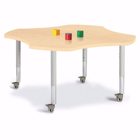 Picture of Berries® Four Leaf Activity Table - 48", Mobile - Maple/Maple/Gray