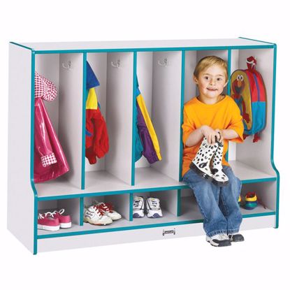 Picture of Rainbow Accents® Toddler 5 Section Coat Locker with Step - without Trays - Red