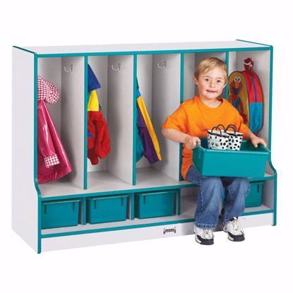 Picture of Rainbow Accents® Toddler 5 Section Coat Locker with Step -  with Trays - Purple