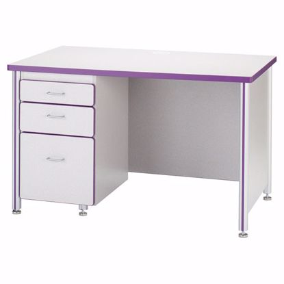 Picture of Berries® Teachers' 48" Desk with 1 Pedestal - Gray/Purple