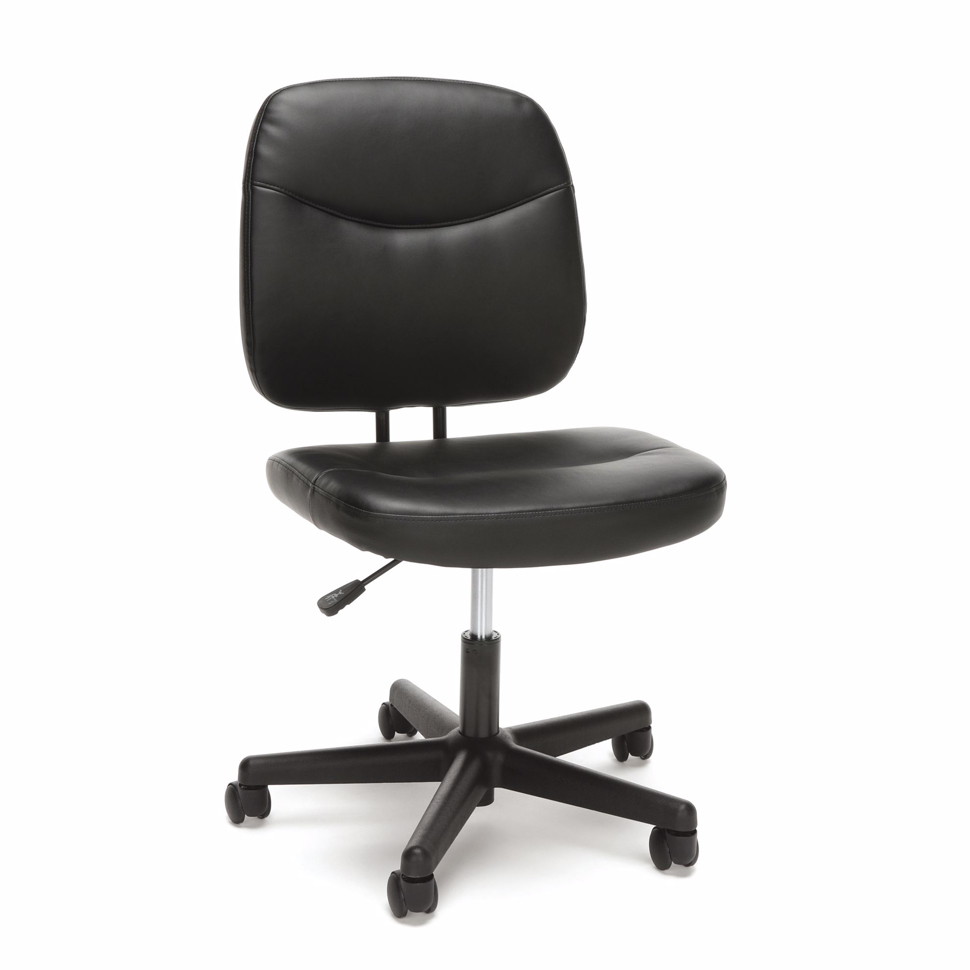 Essentials Collection Armless Leather Desk Chair in Black 