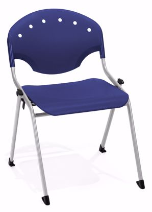Set of 6 Berries 8148JC6003 Stacking Chairs with Chrome-Plated Legs Blue 18 Ht