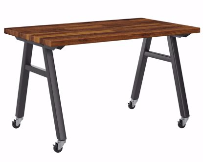 Picture of A-Frame Table, Mobile, Metal Frame, Frame Color-Black , 36in High  x 48in Wide x 36in Deep, 1.75 Rock Maple