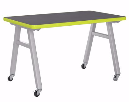 Picture of A-Frame Table, Mobile, Metal Frame, Frame Color-Black , 30in High  x 48in Wide x 48in Deep, 1.25 PLam Top, Black