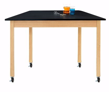 Picture of TRAPEZOID TABLE, 36H X 60W X 24D W/ CASTERS