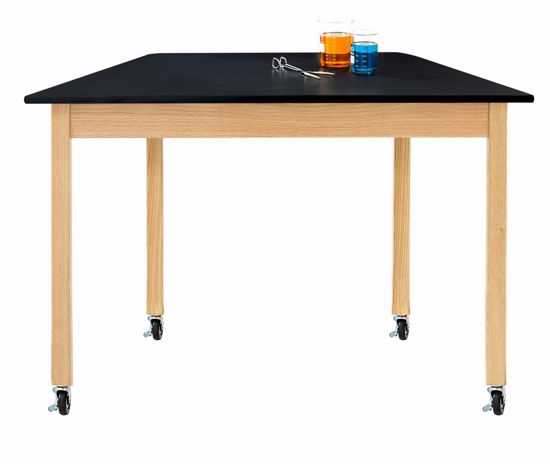 Picture of TRAPEZOID TABLE, 36H X 60W X 24D W/ CASTERS