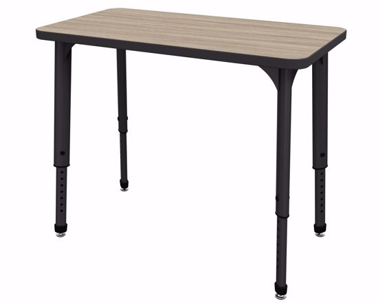 Picture of Apex Desk 20" x 36" Rectangle Weathered Teak / Black Edge / Black Leg