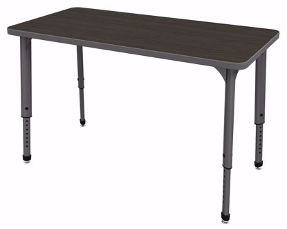 Picture of Apex Tables 60" Half Round Asian Night / Gray Edge / Gray Leg