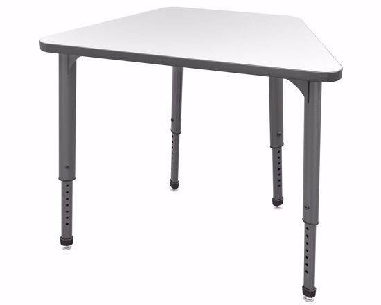 Picture of Apex Desk 36" x 23" x 19" Trapezoid Markerboard-White / Gray Edge / Gray Leg