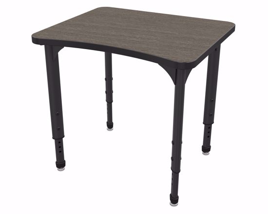 Picture of Apex Desk 24" x 28" Curve Boardwalk Oak / Black Edge / Black Leg