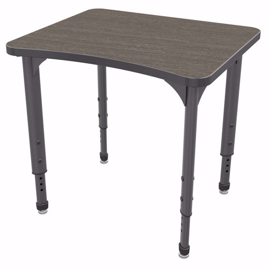 Picture of Apex Desk 24" x 28" Curve Boardwalk Oak / Gray Edge / Gray Leg