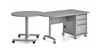 Picture of Alumni Teacher Desk Left Ped Bullet right 24"D x 60"W Metallic Base with  Gray Spectrum HPL Top