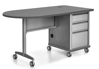 Picture of Alumni Teacher Desk Right Ped Bullet left 24"D x 60"W  Metallic Base with Gray Spectrum HPL Top