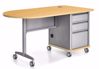 Picture of Alumni Teacher Desk Right Ped Bullet left 24"D x 60"W  Metallic Base with Maple HPL Top