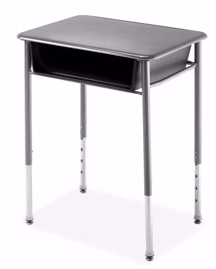 Picture of Alumni HONOR ROLL 18" x 24" Student Desk with Metallic Base with Graphite Plastic Bookbox & Grey Spectrum Hard Plastic Top