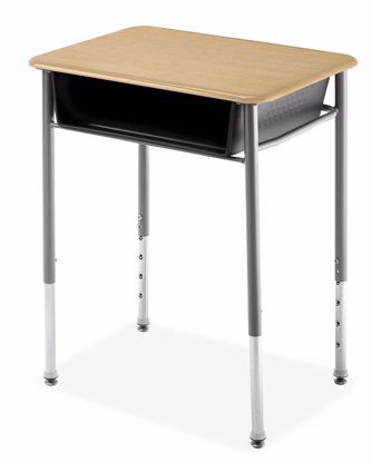 Picture of Alumni HONOR ROLL 22" x 28" Student Desk with Metallic Base with Graphite Plastic Bookbox & Maple Hard Plastic Top