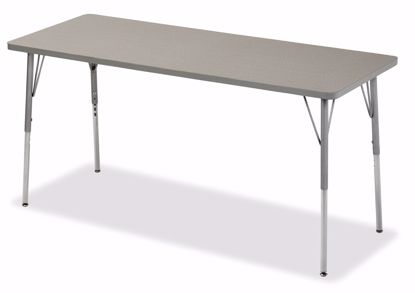 Picture of Alumni Rectangle Shape Classroom Table Metallic Base with Grey Spectrum HPL Top