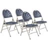 Picture of NPS® 1100 Series Deluxe Fan Back With Triple Brace Double Hinge Folding Chair, Dark Blue (Pack of 4)