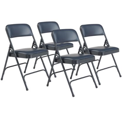 Picture of NPS® 1200 Series Premium Vinyl Upholstered Double Hinge Folding Chair, Dark Midnight Blue (Pack of 4)