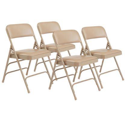 Picture of NPS® 1300 Series Premium Vinyl Upholstered Triple Brace Double Hinge Folding Chair, French Beige (Pack of 4)