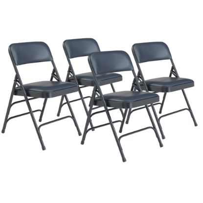 Picture of NPS® 1300 Series Premium Vinyl Upholstered Triple Brace Double Hinge Folding Chair, Dark Midnight Blue (Pack of 4)