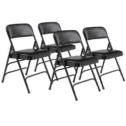 Picture of NPS® 1300 Series Premium Vinyl Upholstered Triple Brace Double Hinge Folding Chair, Black (Pack of 4)