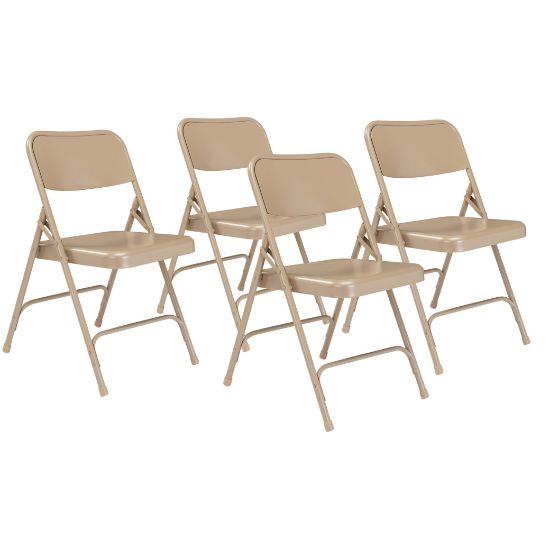 Picture of NPS® 200 Series Premium All-Steel Double Hinge Folding Chair, Beige (Pack of 4)