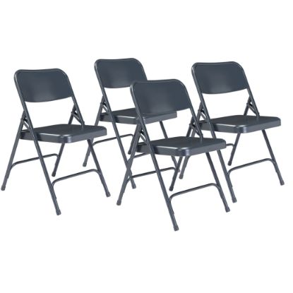 Picture of NPS® 200 Series Premium All-Steel Double Hinge Folding Chair, Char-Blue (Pack of 4)