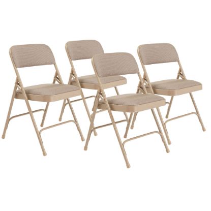 Picture of NPS® 2200 Series Deluxe Fabric Upholstered Double Hinge Premium Folding Chair, Café Beige (Pack of 4)