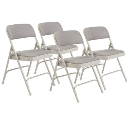 Picture of NPS® 2200 Series Deluxe Fabric Upholstered Double Hinge Premium Folding Chair, Greystone (Pack of 4)