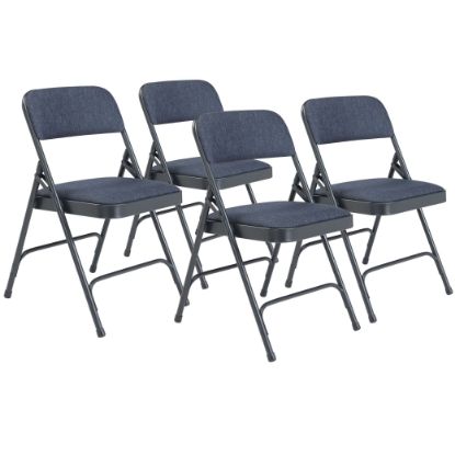 Picture of NPS® 2200 Series Deluxe Fabric Upholstered Double Hinge Premium Folding Chair, Imperial Blue Fabric/Char-Blue Frame (Pack of 4)