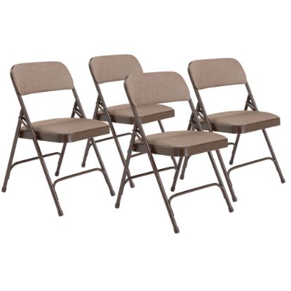 Picture of NPS® 2200 Series Deluxe Fabric Upholstered Double Hinge Premium Folding Chair, Russet Walnut (Pack of 4)