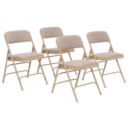 Picture of NPS® 2300 Series Deluxe Fabric Upholstered Triple Brace Double Hinge Premium Folding Chair, Café Beige (Pack of 4)
